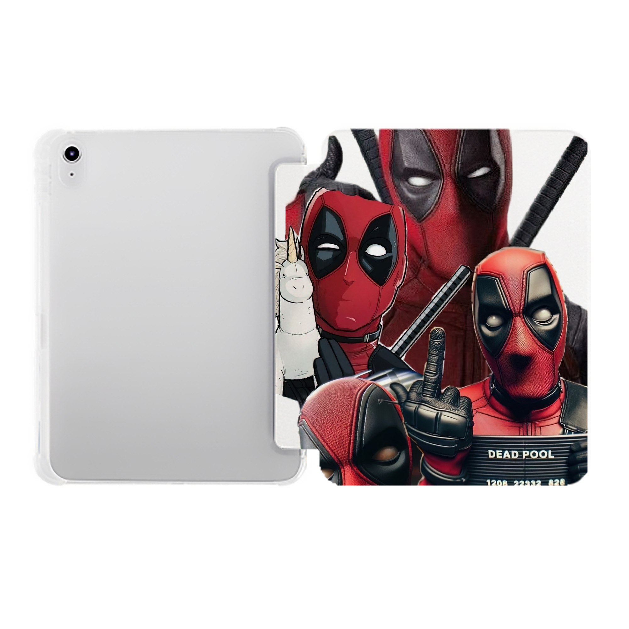 （画像用） Deadpool デッドプール IPad ケース ペン収納付き 三つ折りスタンド PUレザー×シリコン 対応機種9.5/10.5/10.9インチ